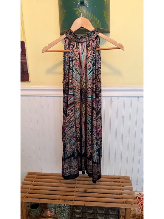 Pookie & Sebastian Dresses & Skirts - Pookie & Sebastian Multicolor Paisley Halter Dress With Tie Neck Flowy Design
